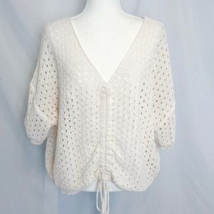 nwt 143 story by line up boho off-white cream cut out knit slouchy top